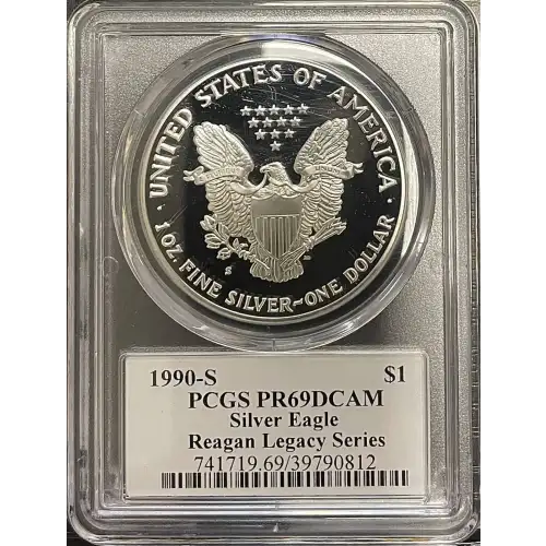 1990(S) - 1oz Silver Eagle Reagan Legacy Series - S$1 PCGS PR69DCAM (D11-B14)