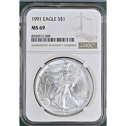 1991- 1oz Silver Eagle S$1 NGC MS 69