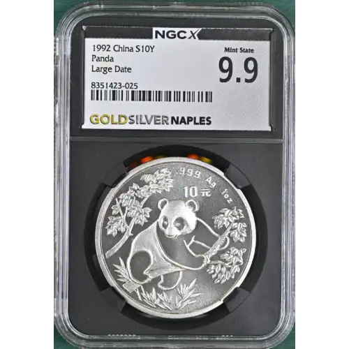 1992 1 oz China S10Y Panda Large Date NGC MS9.9 (S19A-B10) (3)