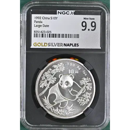 1992 1 oz China S10Y Panda Large Date NGC MS9.9 (S19A-B10) (3)