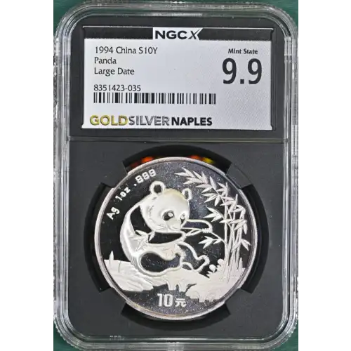 1994 1 oz CHINA S10Y PANDA LARGE DATE  MS 9.9 (S19A-B10)