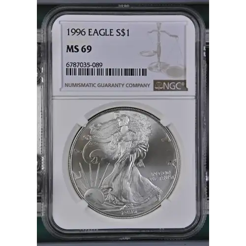 1996- 1oz Silver Eagle S$1 NGC MS 69 (D10-B7)