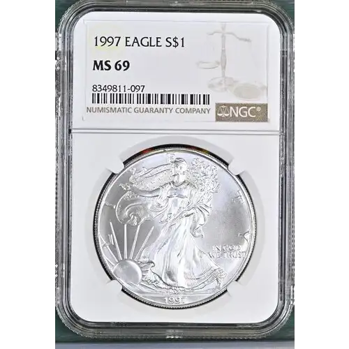 1997 - 1oz Silver Eagle S$1 NGC MS 69