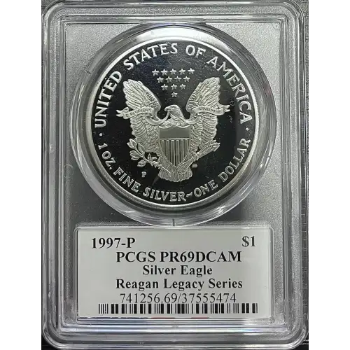 1997(P) - 1oz Silver Eagle Reagan Legacy Series - S$1 PCGS PR69DCAM (D11-B14)