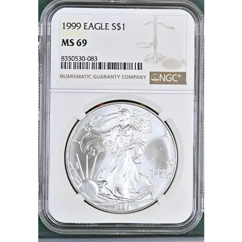 1999 - 1oz Silver Eagle S$1 NGC MS69 (D10-B11)