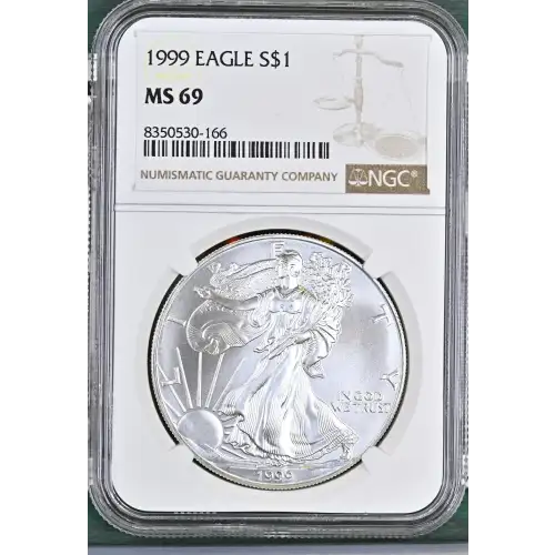 1999 - 1oz Silver Eagle S$1 NGC MS69 (D11-B2)