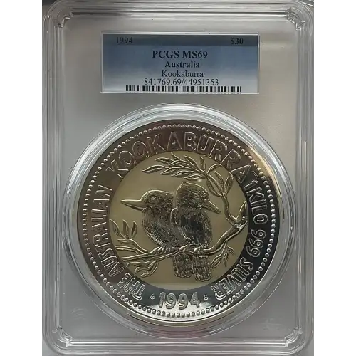 1Kilo Kookaburra Silver Coin - Australia $30 - (2)