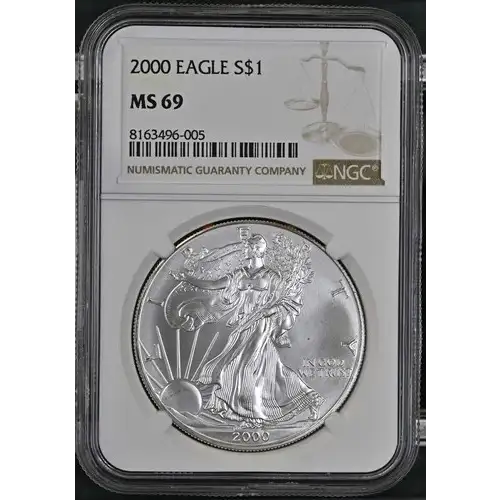 2000 - 1oz Silver Eagle S$1 NGC MS69 (D10-B13)