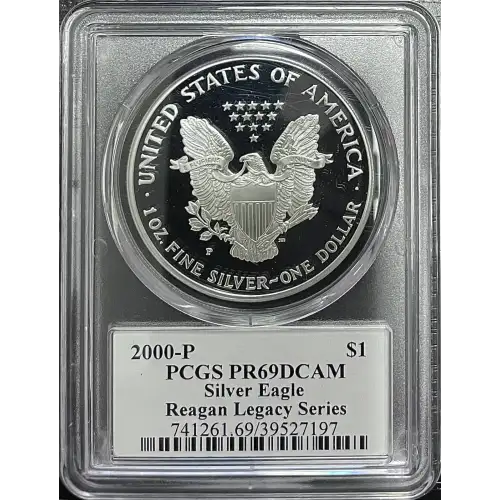 2000(P) - 1oz Silver Eagle Reagan Legacy Series - S$1 PCGS PR69DCAM (D11-B14)