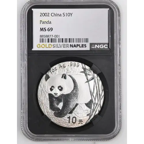 2002 - 1oz Panda Silver Coin - China 10Yn - NGC MS69 (S18A-B22) (2)