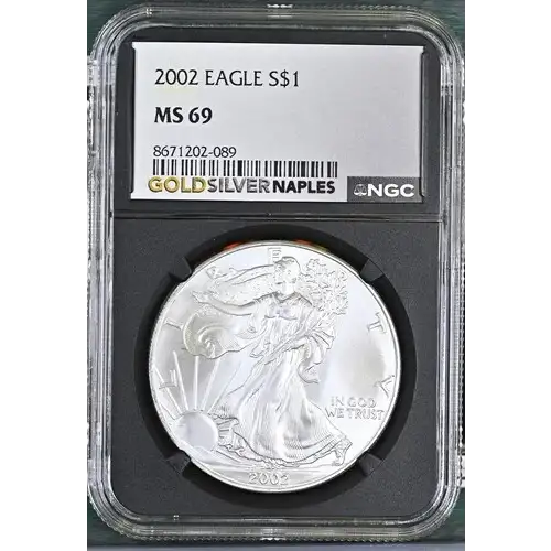 2002 - 1oz Silver Eagle S$1 NGC MS69