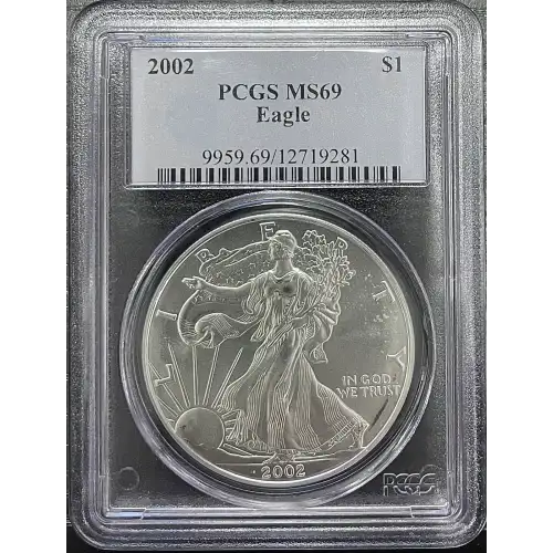 2002 - 1oz Silver Eagle - S$1 PCGS MS69 (D11-B17)