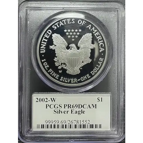 2002(W) - 1oz Silver Eagle - S$1 PCGS PR69DCAM (D11-B14)