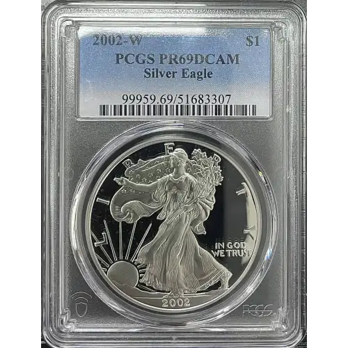 2002(W) - 1oz Silver Eagle - S$1 PCGS PR69DCAM (D11-B14)