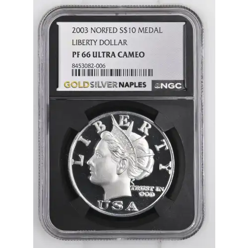 2003 1oz Norfed S$10 Medal Liberty Dollar PF66 UC (D-13)