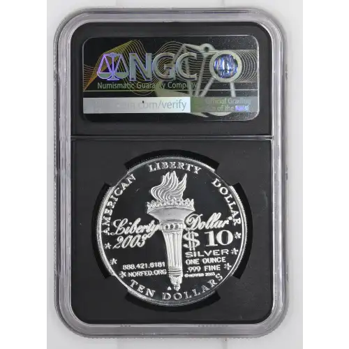 2003 1oz Norfed S$10 Medal Liberty Dollar PF66 UC (D-13)