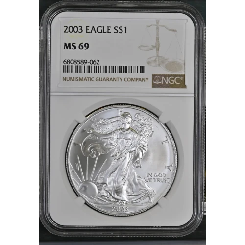 2003 - 1oz Silver Eagle S$1 NGC MS69 (D11-B4)