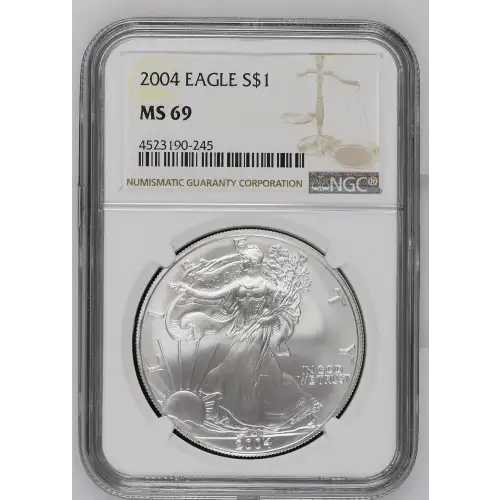 2004 - 1oz Silver Eagle S$1 NGC MS69 (D11-B6)