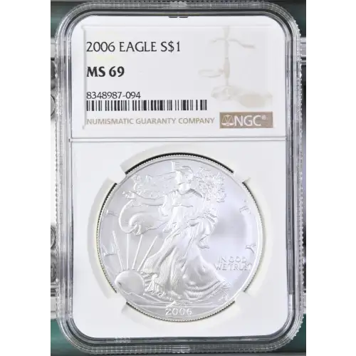 2006 - 1oz Silver Eagle S$1 NGC MS69 (D11-B8)