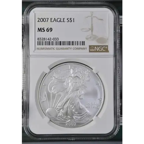 2007- 1oz Silver Eagle S$1 NGC MS 69 (D10-B5)