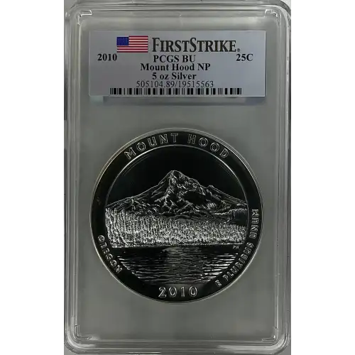 2010 - 5oz Mount Hood Silver Quarter -USA 25C- PCGS BRILLIANT UNCIRCULATED (D-7)