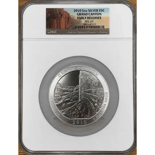 2010 5oz SILVER 25C GRAND CANYON EARLY RELEASES MS69 (D-7)
