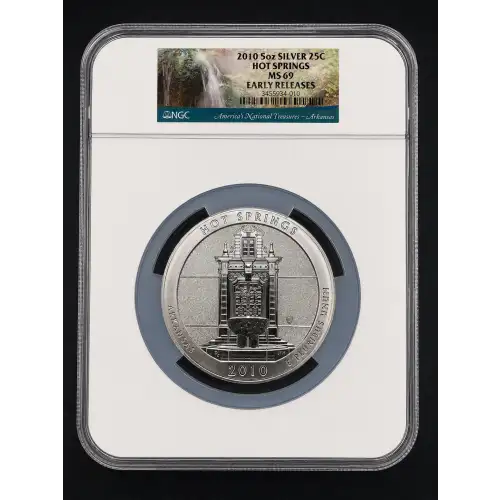 2010 5oz SILVER 25C HOT SPRINGS MS69 EARLY RELEASES (OB-168) (2)