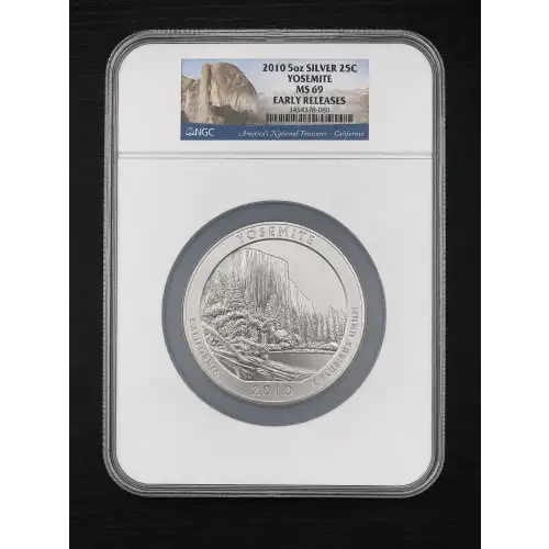 2010 5oz SILVER 25C YOSEMITE MS69 EARLY RELEASES (OB-168) (2)