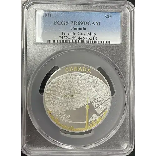 2011 - 2oz Canada S$25 Toronto City Map - PCGS PR69DCAM (D-7)