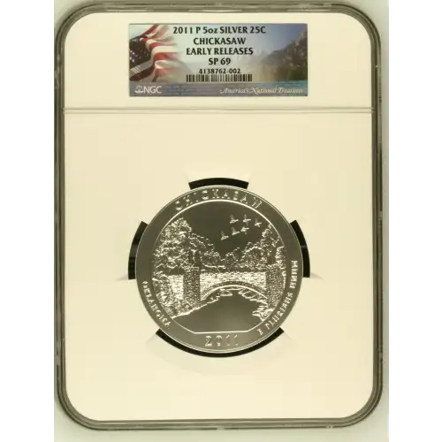 2011 P 5oz SILVER 25C CHICKASAW EARLY RELEASES SP69 (OB-168)