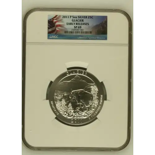 2011 P 5oz SILVER 25C GLACIER EARLY RELEASES SP69 (OB-168)