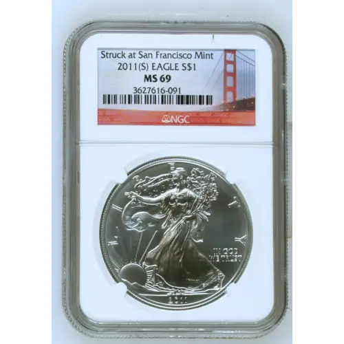 2011(S) - 1oz Silver Eagle - S$1 NGC MS69 (D10-B34)