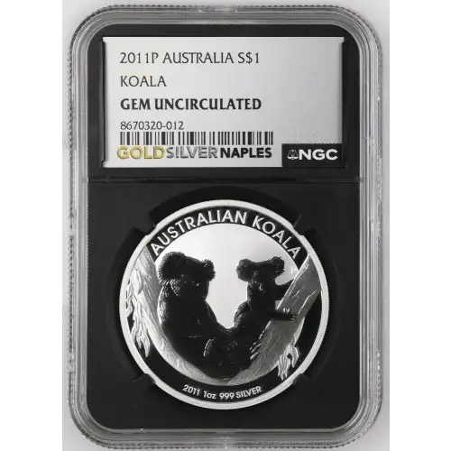 2011P - 1oz Koala Silver Coin - Australia S$1 - NGC GEM UNC. (S18A-B21) (2)
