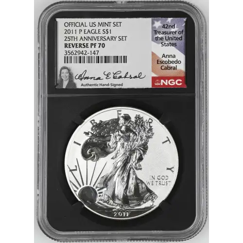 2011P - 1oz Silver Eagle 25th Anniv. Eagle Set - S$1 NGC REVERSE PF70 (S20B-B10)