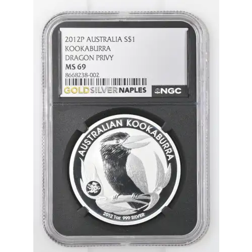 2012P - 1oz Kookaburra Dragon Privy Silver Coin - NGC MS69 (S18A-B21)