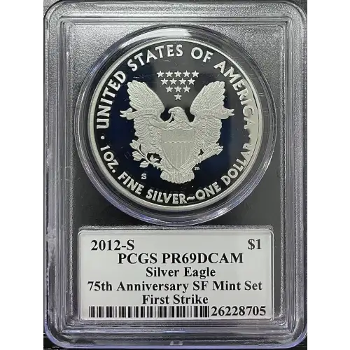 2012(S) - 1oz Silver Eagle 75th Ann. First Strike - S$1 PCGS PR69DCAM (D11-B17)