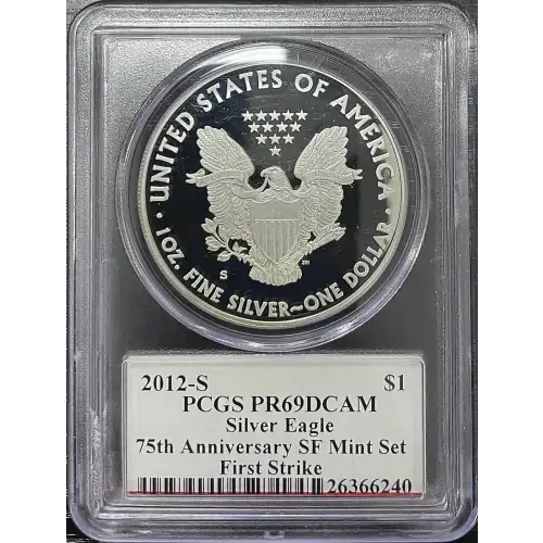 2012(S) - 1oz Silver Eagle 75th Ann. First Strike - S$1 PCGS PR69DCAM (D11-B17)