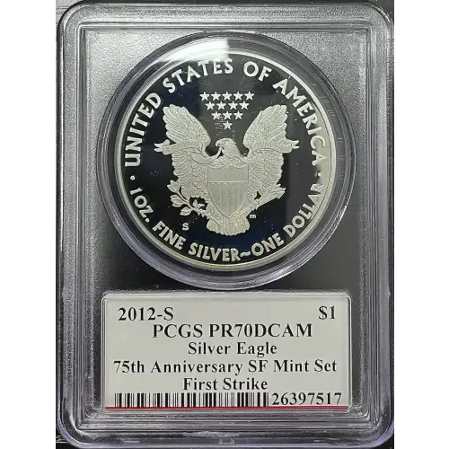 2012(S) - 1oz Silver Eagle 75th Ann. First Strike - S$1 PCGS PR70DCAM (D11-B17) (2)