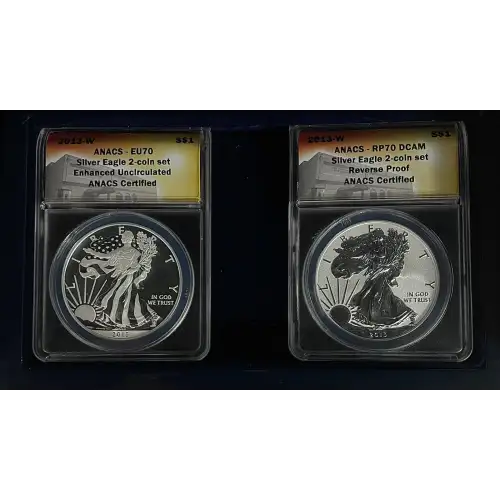 2013 1oz American Eagle West Point Two Coin Silver Set ANACS EU70 & RP70 (D-14)