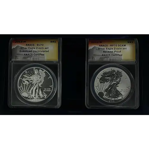 2013 1oz American Eagle West Point Two Coin Silver Set ANACS EU70 & RP70 (D-14)