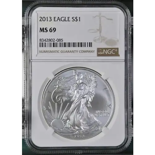 2013- 1oz Silver Eagle S$1 NGC MS 69 (D10-B8)