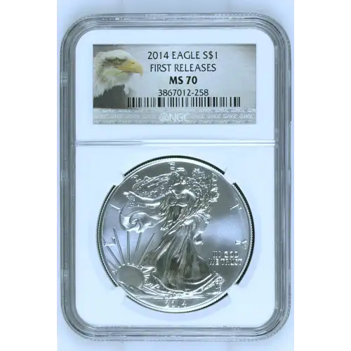 2014 - 1oz Silver Eagle First Releases - S$1 NGC MS70 (D10-B34)