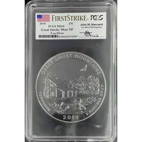 2014 - PCGS MS69 25C - Great Smoky Mountains National Park 5oz Silver (D-8)