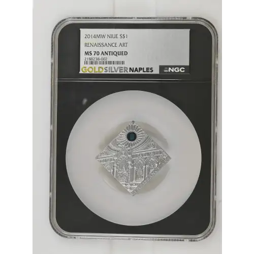 2014MW 1oz Niue S$1 Renaissance Art MS70 ANTIQUED