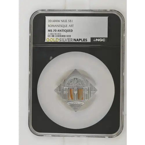 2014MW 1oz Niue S$1 Romanesque Art MS70 ANTIQUED