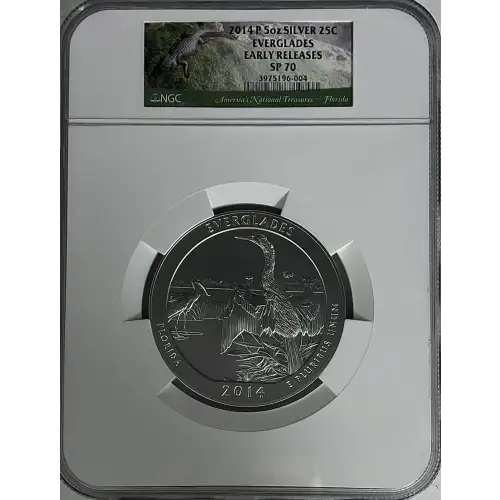 2014P - 5oz America the Beautiful Everglades Silver Quarter - NGC ER SP70 (D-14)