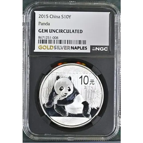 2015 - 1oz Panda Silver Coin - China S10Y - NGC GEM UNCIRCULATED (S18A-B18)