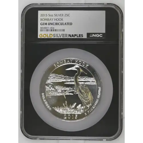 2015 - 5oz Bombay Hook Silver Quarter - USA 25C - NGC GEM UNC. (D-14) (2)
