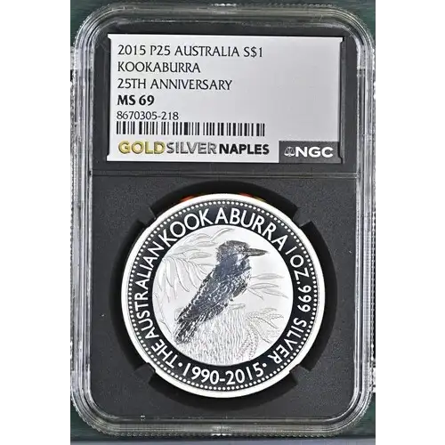 2015(P25) - 1oz Kookaburra 25th Anniv. - Australia S$1 - NGC MS69 (S12B-B18) (2)