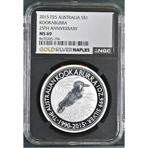 2015 P25 AUSTRALIA S$1 KOOKABURRA 25TH ANNIV. MS69